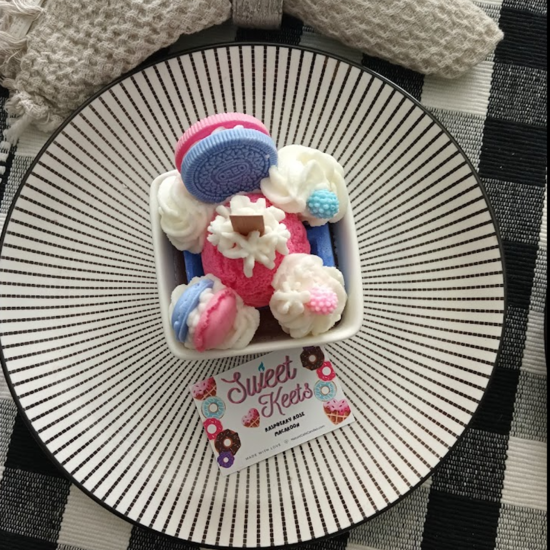 Waffle Dessert- Raspberry Rose Macaron