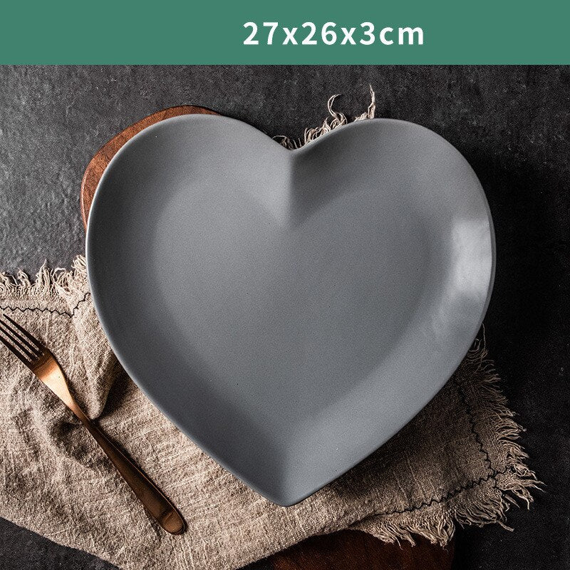 Solid Heart Shape Ceramic Plate