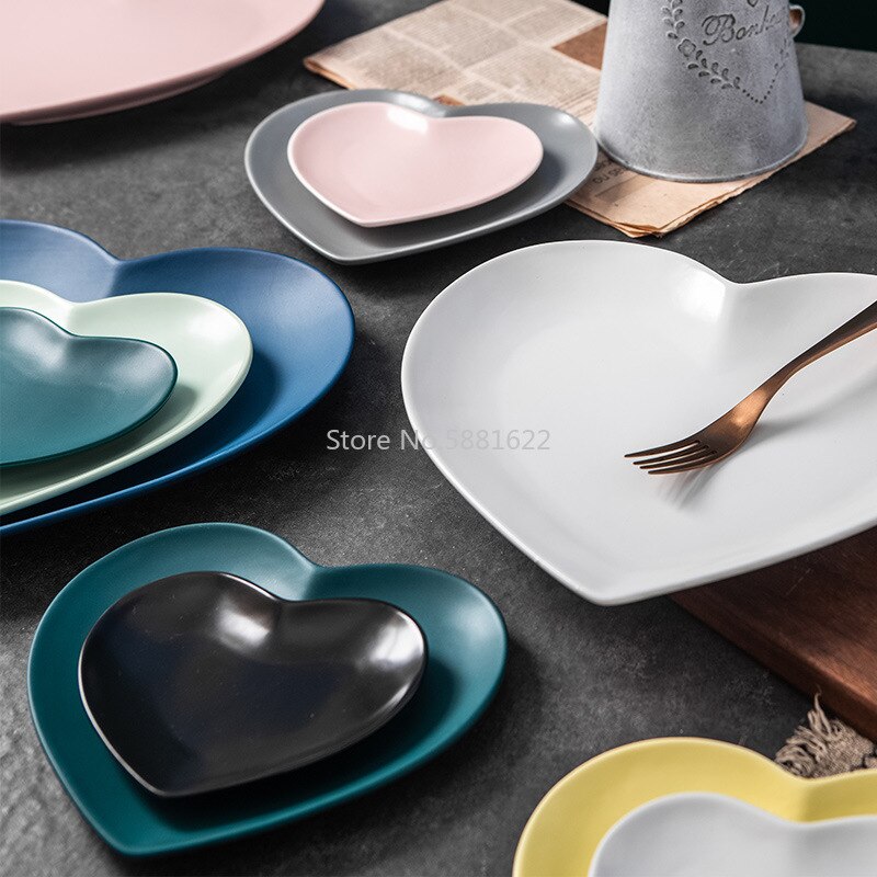 Solid Heart Shape Ceramic Plate