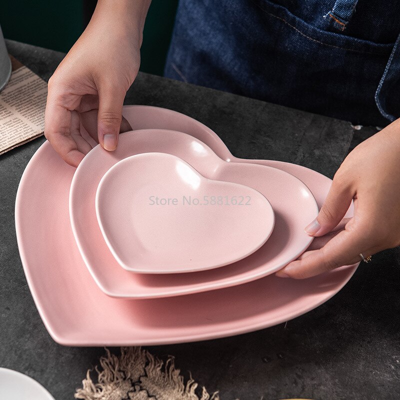 Solid Heart Shape Ceramic Plate