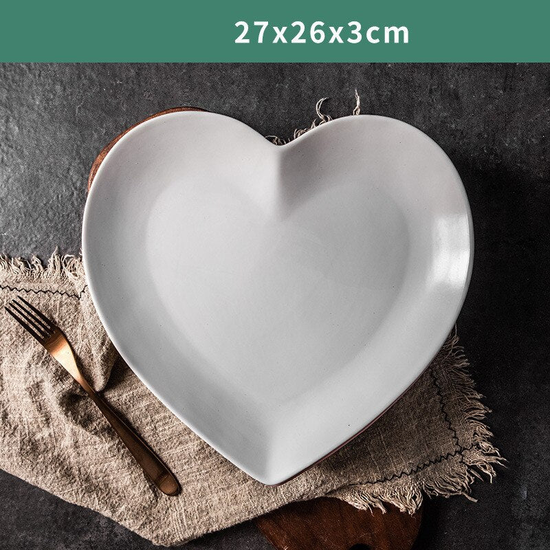 Solid Heart Shape Ceramic Plate