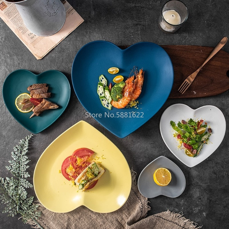 Solid Heart Shape Ceramic Plate